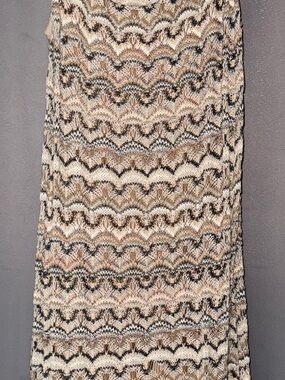 Calypso St. Barth Beige, Black & Cream Wave-Knit Maxi Dress